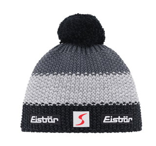 Polar Bear Winter Hat Star SP with Pom Pom grey/black Kids